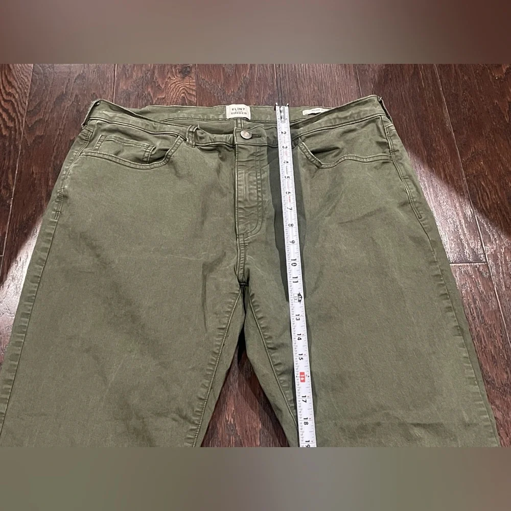 Flint and Tinder Men 36x32 Olive Green Slim Fit Trousers